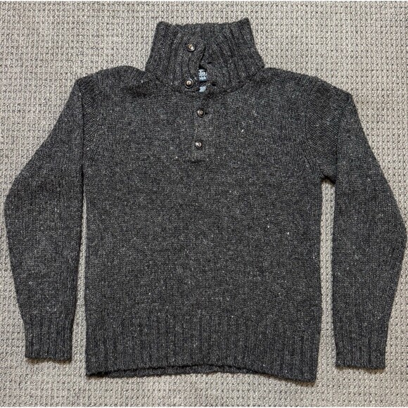 Vintage Polo Ralph Lauren Quarter Button Wool/Alpaca/Acrylic Sweater Mens S Gray - Picture 8 of 8